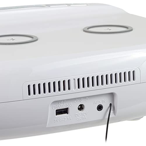 Studebaker Workstaton HiFi Music System with Bluetooth, FM Radio, CD, and Qi Wireless Charging Station (White) by Studebaker - Used condition - Image 5