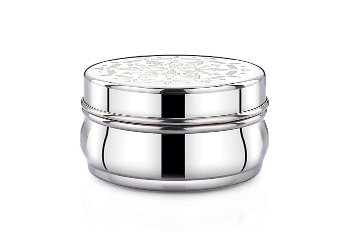 Image of Expresso Stainless Steel Small /Mini Box Dabba /Container /Storage Box, Laser Design, Set of 2 (100 Ml)