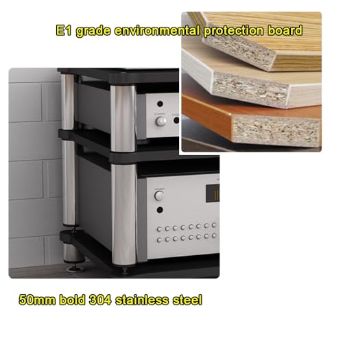 Meuble stéréo bois teck de rangement hifi et support de tablettes pour composants audio - 3