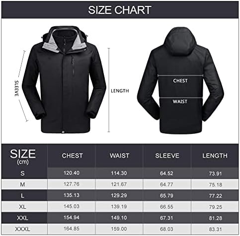 CAMEL CROWN Men's 3-in-1 Outdoor Jacket Waterproof Windproof Warm Ski Jacket with Pockets Hooded Two-Piece Winter Jacket with Fleece Jacket Casual Jacket for Snowboard Hiking Climbing Traveling