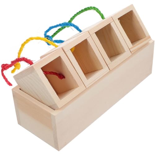 iplusmile Wooden Foraging Toys for Small Animals Educational Hamster Treat Dispenser and Hideout for Guinea Pigs Rabbits Bunnies Chinchillas Mice Gerbils Natural Durable Pet Toy - Image 2