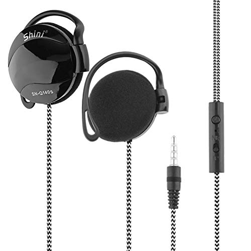 Auriculares com clipe (ultrafinos, leves e confortáveis de usar) para iPod, MP3 e smartphone, preto
