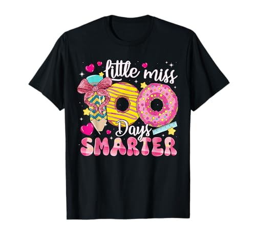 Little Miss 100 Days Smarter Donut 100th Day of School Girl T-Shirt