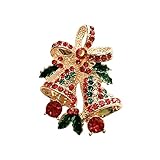 Algodón WYDM Broche para Adultos, Perlas navideñas con Forma de Cabeza de Alce, Broche de Metal para Mujeres y Hombres (Campana Multicolor 3 Meses)