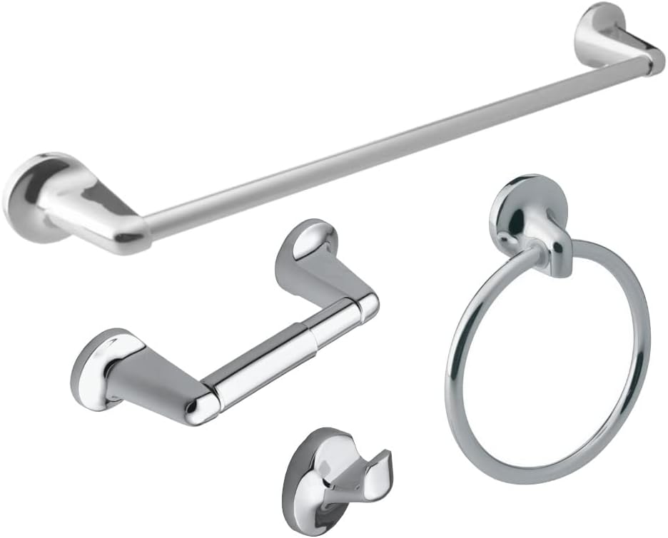 Design House 188672 Alta Bay 4-Piece Bathroom Accessory Kit, Polished Chrome