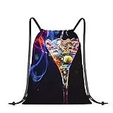 Sac de sport étanche avec cordon de serrage Motif vache Noir et blanc Pour homme et femme, Vin pétillant coloré, taille unique