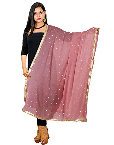 Dupatta Scarf Golden Lace Chunni Golden Bead Stole Semi Chiffon Neck Wrap Hijab for Her