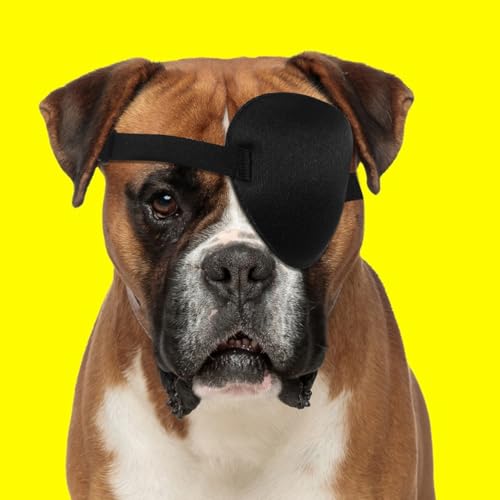 Happyyami für Hunde verstellbare weiche Augenklappe Hund augenklappe Multifunktionale Augenschutz für Hunde Heimtierbedarf Polyester Black