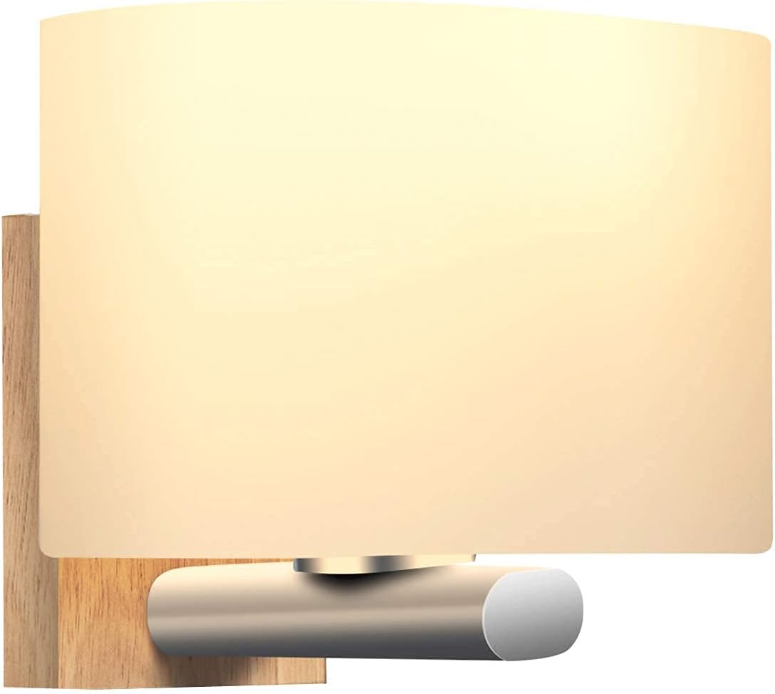 Wall Lights Bedroom, Loolinn Modern Adjustable Wall Lamp Indoor Wood (Include 12w LED E27 Bulb)