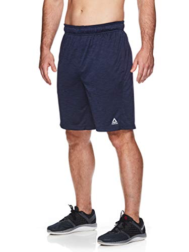 Reebok Men's Drawstring Shorts - Athletic Running & Workout Short W/Pockets - Cruz Short Navy Heather Blue, Small #TOP22