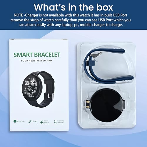 Image of Bouncefit M I D18 Round Fitness Band Smart Watch for Men, Women, Boys, Girls, Kids - Single Touch Interface, Water Resistant, Workout Modes, Quick Charge Sports Smartwatch - Blue HH