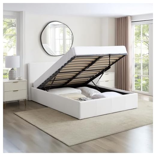 Direct Furniture Suppliers Luna Siesta 4ft6 Double White Ottoman Lift Up Storage Faux Leather Bed