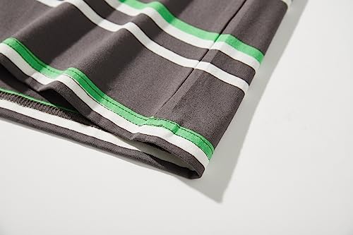 Kliegou Men's Fashion Loose Fit Crewneck Stripe T-Shirt 6206 Grey M #TOP6