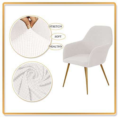Lipor Set Of 1 Stretch Dining Room Chair Cover Jacquard Curved Back Accent Chair Slipcover Armchair Cover Office Chair Protector Cover For Home Living Room (White, 1Pc) #TOP2