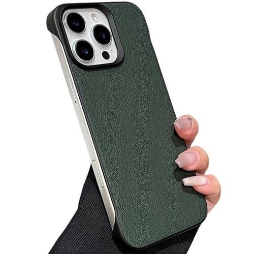 Faomsebs Cover Senza Bordo Per Iphone 16 Pro Max (Texture In Pelle Pu) (Sensazione Di Metallo Nudo) Custodia Anti-Impronte Cover Iphone 16 Pro Max Cas