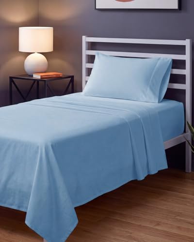 Image of Sleepy Town Twin XL Size Bed Sheets - 3 Piece - Twin XL Sheet Set - Extra Soft, Comfy & Cooling - Easy Care - Shrinkage, Wrinkle & Fade Free - Brushed Microfiber - Deep Pocket Bed Sheets (Light Blue)