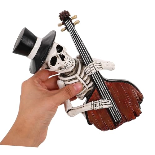 Squelette Halloween Résine avec Violon Statue Décorative aux Finitions Sculptées - 5