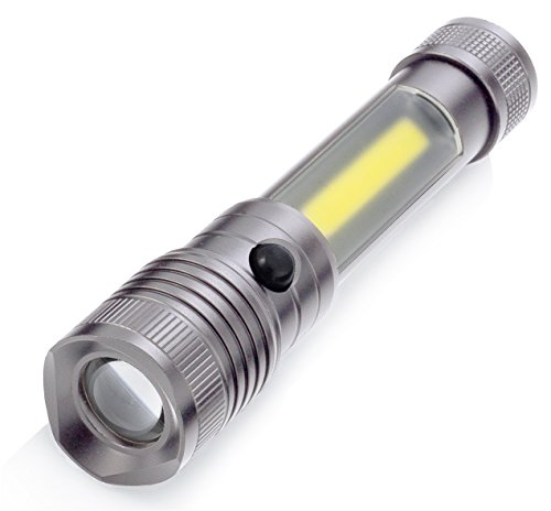 SAFE BRIGHT Magnetic CREE 3-in-1 LED Flashlight Lantern with Holster, Adjustable Focus, Titanium Grey