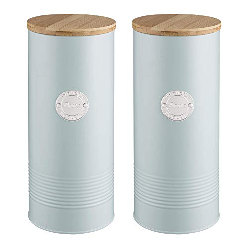 Image of Typhoon Wooden Top Living Pasta Storage Canister 2.5 Litre Blue (Pack of 2)