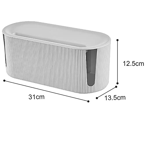 Boîte de rangement câbles blanche 31cm avec couvercle cache-prise