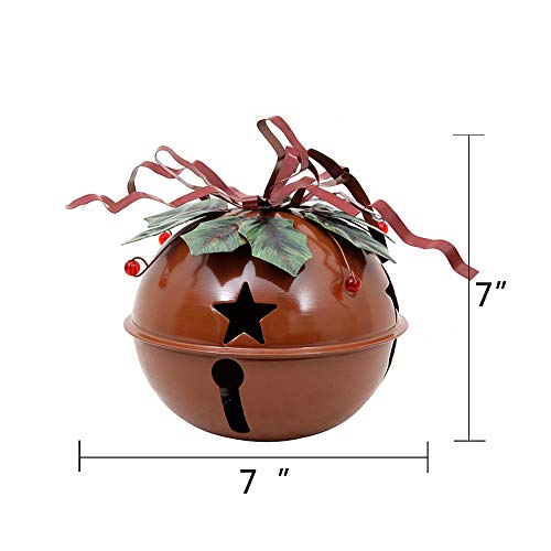 Rustic Metal Jumbo Jingle Bell With Cut-Out Star Christmas Tree Bell Ornaments Hanging Bells Decor Holiday Party Decoration (2 Pcs L) #TOP6