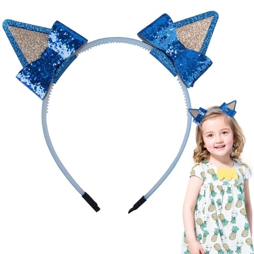 Glugahrif Diadema con orejas de perro para niños, diadema con orejas de animales, diadema con lentejuelas, accesorio de disfraz para niñas