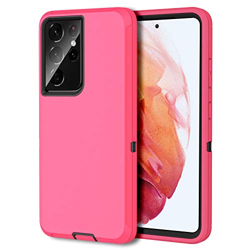 MXX Case Compatible with Galaxy S21 Ultra, 3-Layer Super Full Heavy Duty Body Bumper Cover/Shock Protection/Dust Proof, Designed for Samsung Galaxy S21 Ultra 5g (6.8 Inch) 2021 - (Pink/Black)