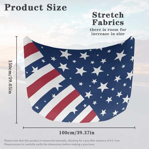 Image of American Flag Design Car Hood Cover Protector Elastic Polyester Auto Hood Wraps Blankets Patriotic Decorations Stretchable Car Exterior Accessories