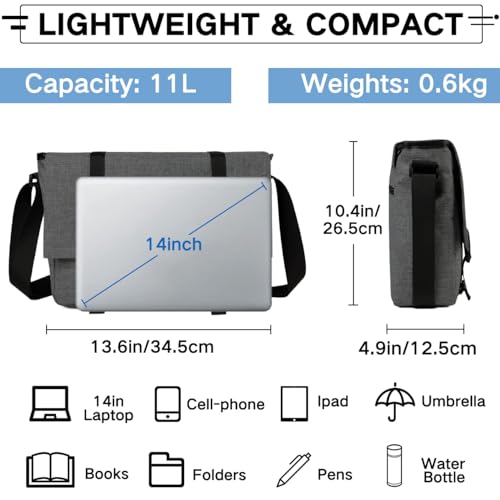VASCHY Messenger Bag,Water Resistant Casual Lightweight Slim Crossbody Shoulder Bag for Men Women Work School for 14in Laptop2
