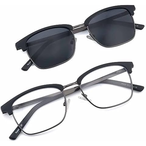 Pack 2 Bifocal Reading Glasses Blue Light Blocking for Men,With Bifocal Reading Sunglasses Cover