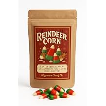 Kepperton Reindeer Corn - Christmas Candy Corn in Red, Green & White, Festive Small-Batch Vanilla Kernels in Kraft Gift Pouch - Holiday Sweets for Stocking Stuffers & Gifting