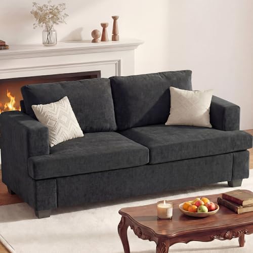 Apicizon 63" Cloud Sofa Loveseat Sofas, Comfy Loveseat Couch for Bedroom Living Room, Couch Sofa with Removable Cushions, Dark Grey Chenille