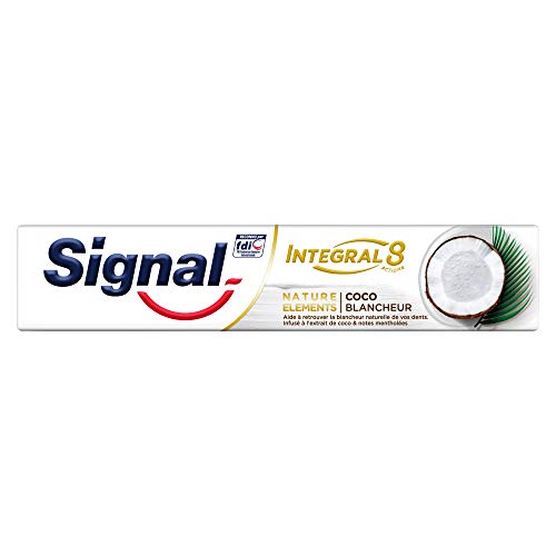 Signal Integral 8 Dentifrice Antibactérien Nature Elements Coco Blancheur, Formule Antibactérienne cliniquement prouvée 75ml