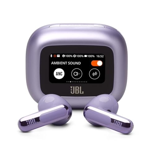 Image of JBL Live Flex 3 Wireless Earbud Headphones with Bluetooth, 50 Hours Battery Life, True Adaptive Noise Cancelling and High Resolution JBL Signature Sound, IP54 Waterproof, with Earplugs, Purple