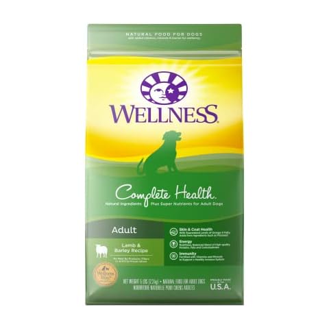 Wellness Complete Health Dry Dog Food with Grains, Lamb & Barley, 5-Pound Bag Cover