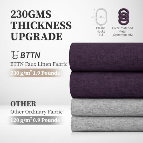 BTTN Purple Linen Textured Waterproof Fabric Shower Curtain Set, 72x72 by BTTN - Used condition - Image 5