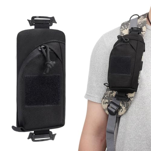 MOPFOL Nylon Backpack Shoulder Strap Pouch, 6.7 in Compact Zipper Pocket