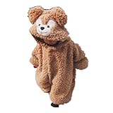 ベビー＆キッズ用 カバーオール 足つき ロンパース 着ぐるみ キッズコスチューム 男の子 女の子 パジャマ 防寒着 スウェット ファション (100, ブラウン)