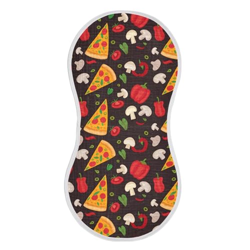 xigua Pizza Slices Muslin Baby Burp Cloths Set of 4, Super Soft & Absorbent Burping Rags, Cotton Burp Clothes Shower Gift for Newborn, Baby Girls and Boys