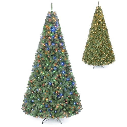 Goplus 8ft Pre-Lit Artificial Christmas Tree with 11 Light-Modes