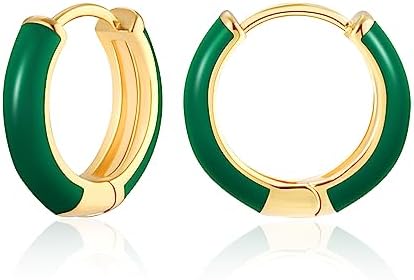 MESOVOR Small Gold Hoop Earrings for Women, 18K Gold Plated Lightweight Huggie Earrings | Enamel Hypoallergenic Earrings Gifts for Girls