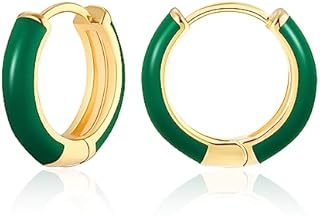 MESOVOR Small Gold Hoop Earrings for Women, 18K Gold Plated Lightweight Huggie Earrings | Enamel Hypoallergenic Earrings Gifts for Girls