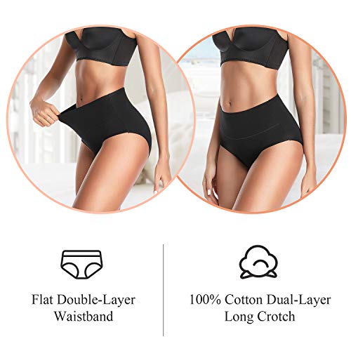 Image of Womens Underwear,Cotton Mid Waist No Muffin Top Full Coverage Brief Ladies Panties Lingerie Undergarments for Women Multipack