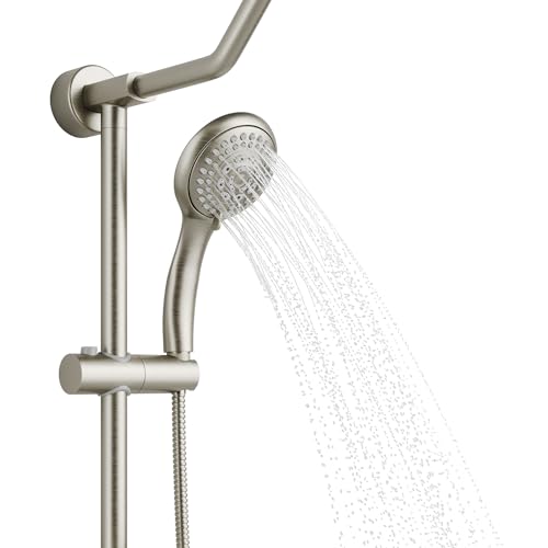 PULSE ShowerSpas Kauai III Brushed Nickel Rain Shower Head with Handheld Spray - 1.8 GPM, 8" Showerhead, 5-Function HandShower, Adjustable Slide Bar - Shower Heads with Handheld Spray Combo by PULSE ShowerSpas - Image 4