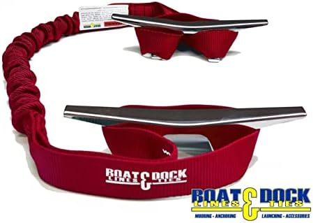 Boat Lines & Dock Ties, Dock Lines and Bungee Mooring Snubbers, Double 9-Inch Loop Ends, Made in USA, Pack of 2 (Red, 30 Inch)