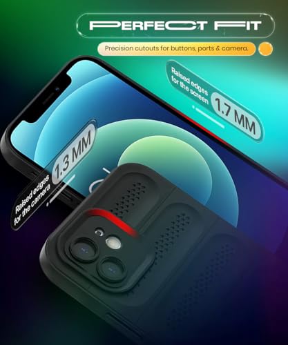 Image of WOW IMAGINE Ultimate Silicone Back Cover Case for iPhone 12 | Heat Dissipation Thin Soft TPU | 360 Camera Protection | Breathable Cooling Holes - Pitch Black