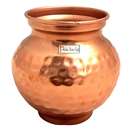Prisha India Craft Copper Plating Dry Fruit Container Decorative Serving Bowls, Hammered Design, Capacity 0.25 Kg, Gold #TOP3