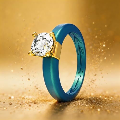 Zollen Silicone Ring with Stone - Round Cut Cubic Zirconia Solitaire Ring for Women - Rubber Wedding Bands - Breathable Sport Design by Zollen - Used condition - Image 2