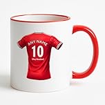 UNIGIFT Personalised Gift - United Fan Red Handle Mug (Red Football Jersey Design) Custom Name Message - Manchester