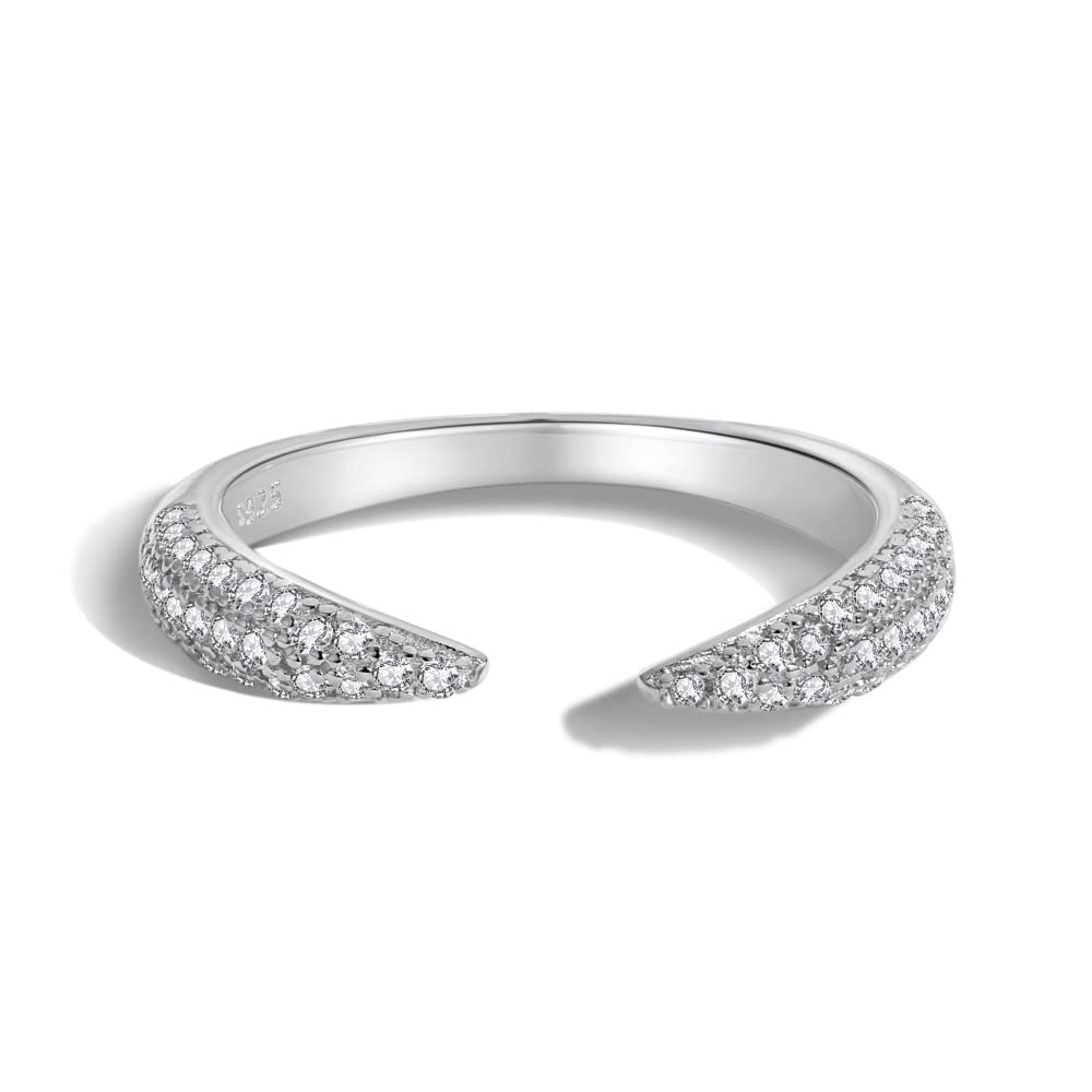 MISS JO 92.5 Sterling Silver Pave Open Claw Ring, With Cubic Zirconia, Classics Collection, Gift for Women, BIS Hallmarked - Rhodium Finish (B0C6GZWQFN) Amazon Price History, Amazon Price Tracker